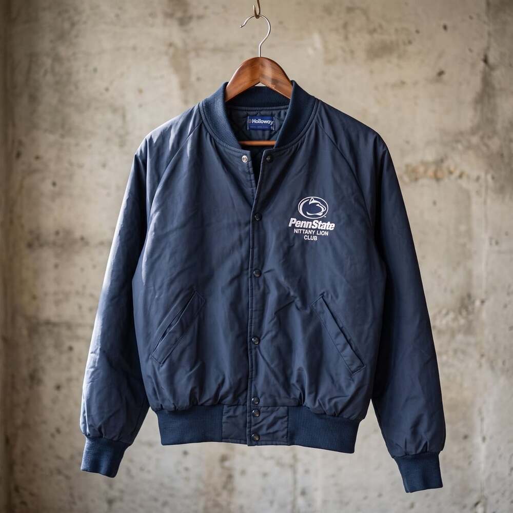 Holloway Penn State Nittany Lion Club Bomber Jacket Size M Navy Blue